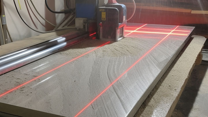 LWPRO red line laser on white marble processing machine